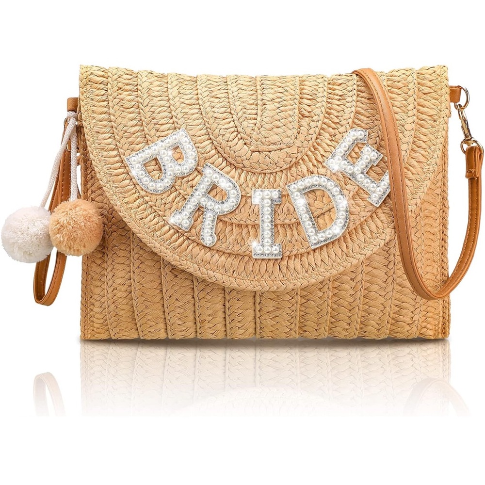 Tan Bride Woven Clutch Bag